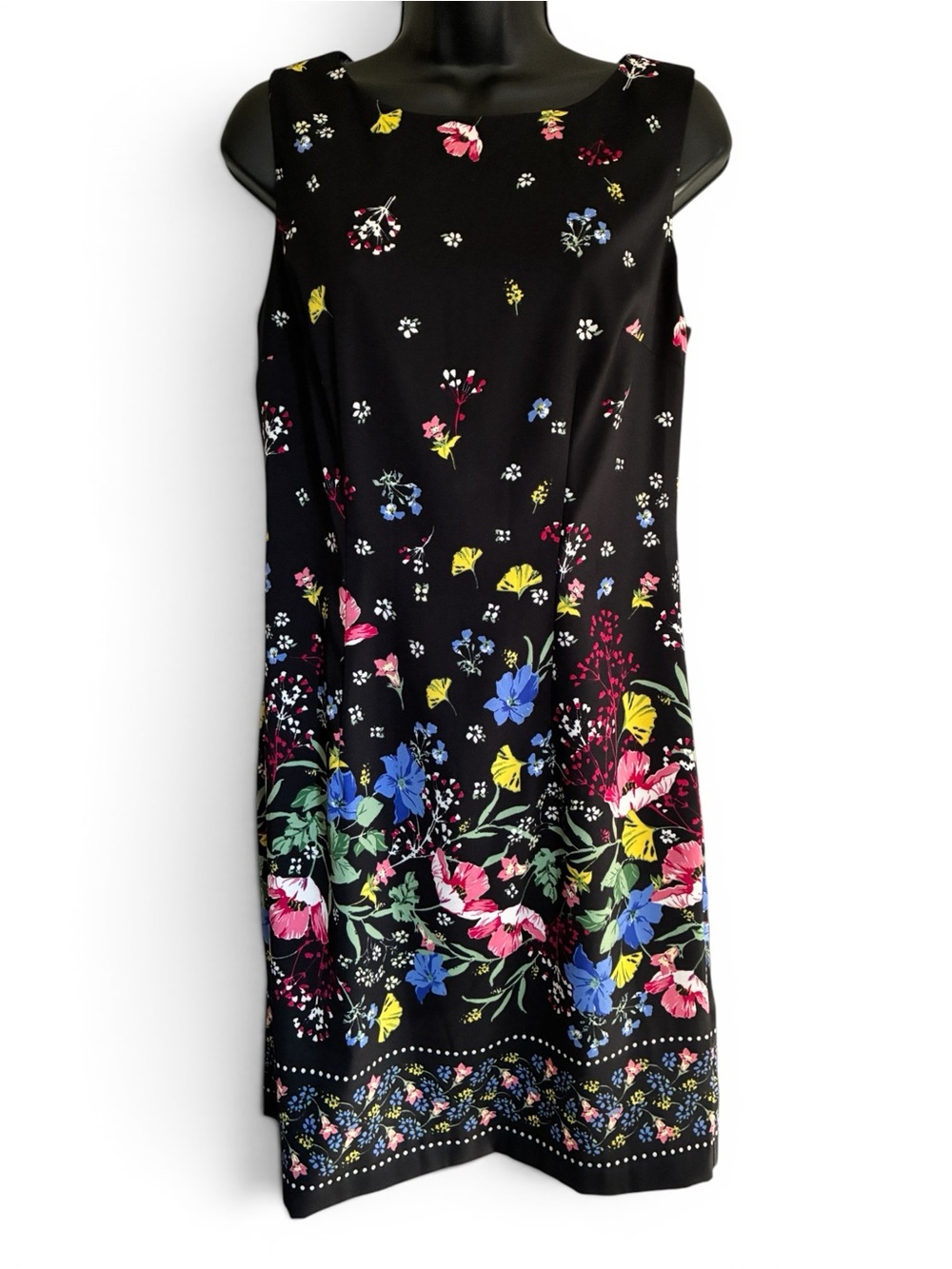 AGB 90s Inspired Career Vintage Black Floral Sleeveless Sheath Dress - Size 8